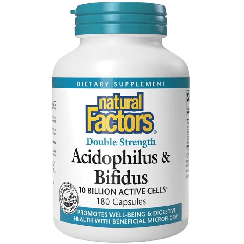 Natural Factors Acidophilus and Bifidus Double Strength, 180 Capsules