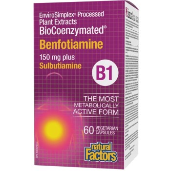 Natural Factors BioCoenzymated Benfotiamine B1 plus Sulbutiamine, 60 Capsules
