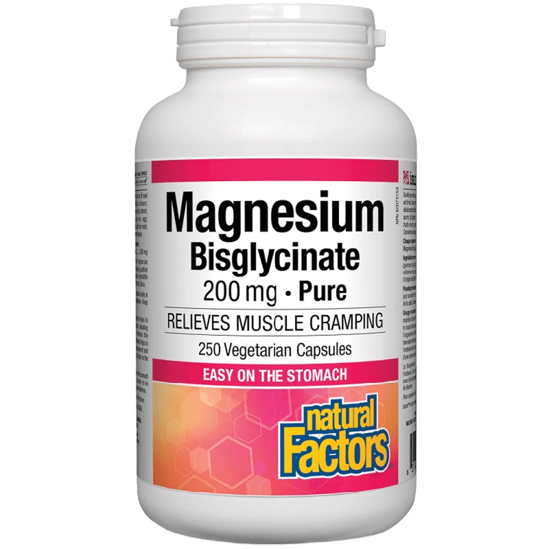 Natural Factors Magnesium Bisglycinate Pure 200 mg, 250 Capsules