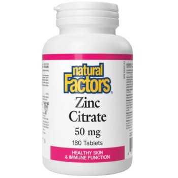 Natural Factors Zinc Citrate 50 mg, 180 Tablets