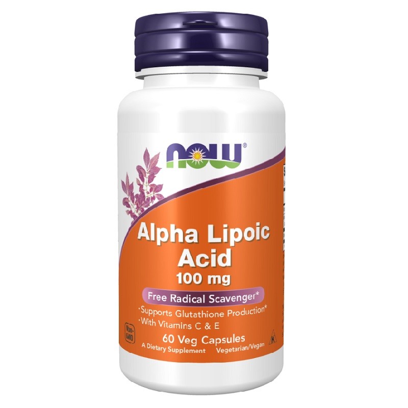 NOW Alpha Lipoic Acid Vitamins C and E 100mg, 60 Veg Caps