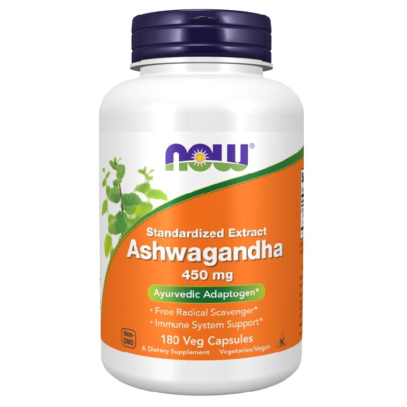 NOW Ashwagandha Extract 450mg, 180 Veg Capsules