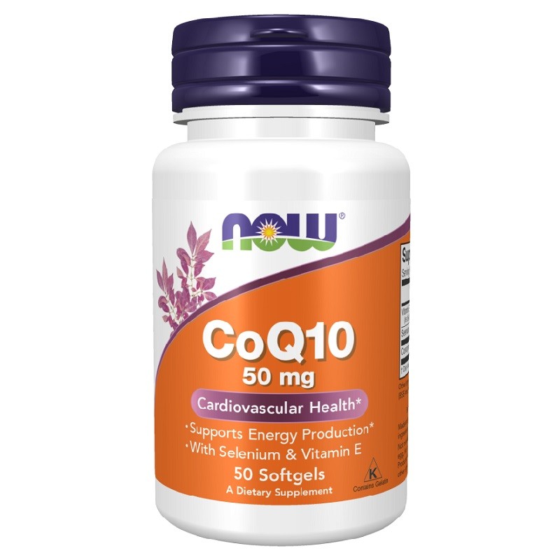 NOW CoQ10 50mg Selenium + Vitamin E, 50 Softgels