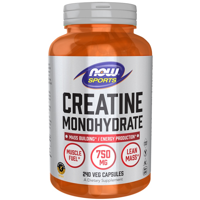 NOW Creatine Monohydrate 750 mg, 240 Veg Capsules