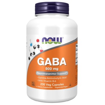 NOW GABA 500 mg with Vitamin B6, 200 Veg Capsules