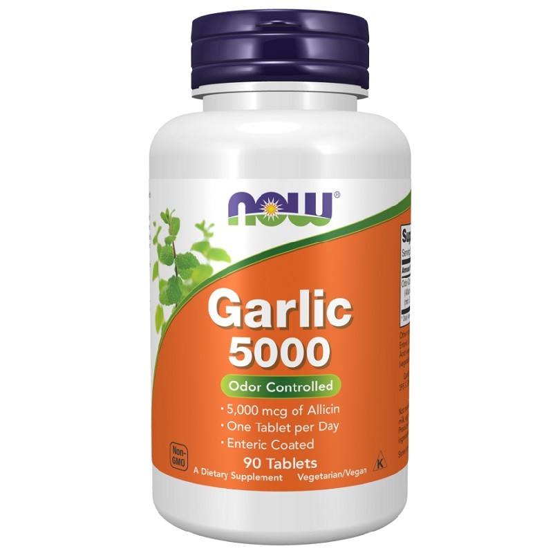 NOW Garlic 5000 Odor Controlled, 90 Tablets