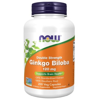 NOW Ginkgo Biloba Double Strength 120mg, 200 Veg Capsules