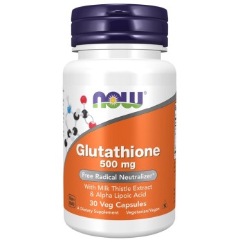 NOW Glutathione with Milk Thistle Extract and Alpha Lipoic Acid, 30 Veg Capsules