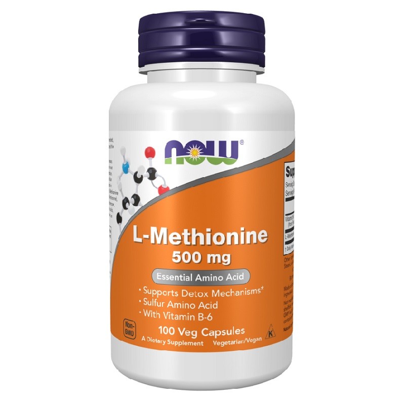 NOW L-Methionine 500mg, 100 Veg Capsules