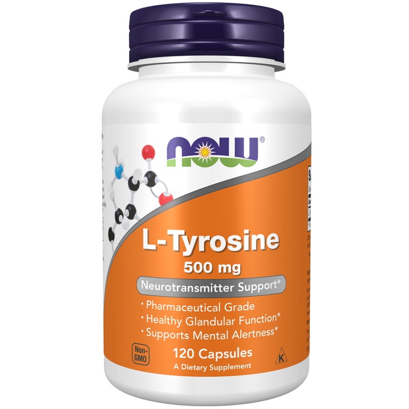 NOW L-Tyrosine 500mg, 120 Capsules