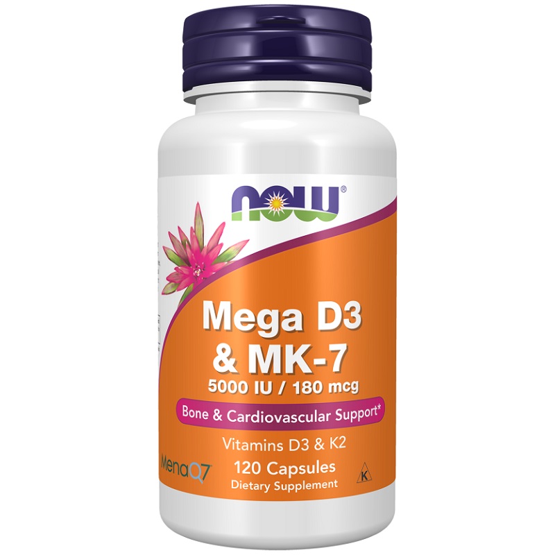 NOW Mega D-3 & MK-7, 120 Veg Capsules