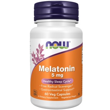 NOW Melatonin 5 mg, 60 Veg Capsules