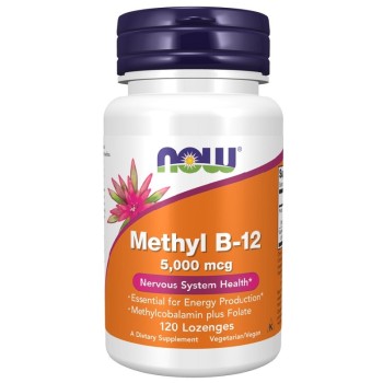 NOW Methyl B-12 with Folic Acid 5000mcg, 120 Lozenges