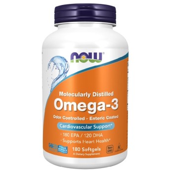 NOW Omega-3 Enteric Coated, 180 Softgels