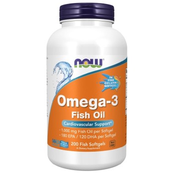 NOW Omega-3 Molecularly Distilled, 200 Fish Softgels