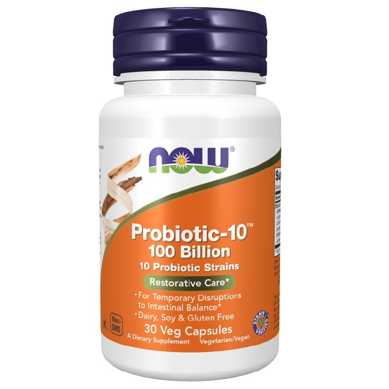 NOW Probiotic-10 100 Billion, 30 Veg Capsules