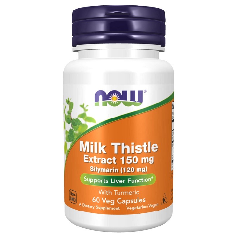 NOW Milk Thistle Extract with Turmeric 150 mg, 60 Veg Capsules