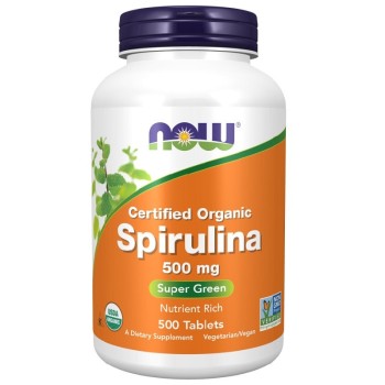 NOW Spirulina Certified Organic 500mg, 500 Tablets
