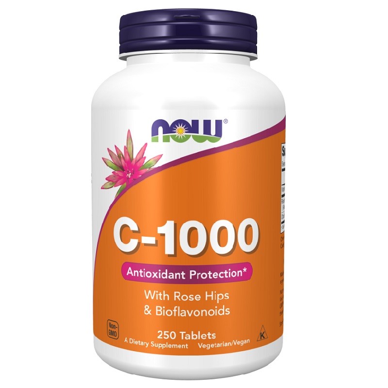 NOW Vitamin C-1000 Rose Hips and Bioflavonoids, 250 Tablets