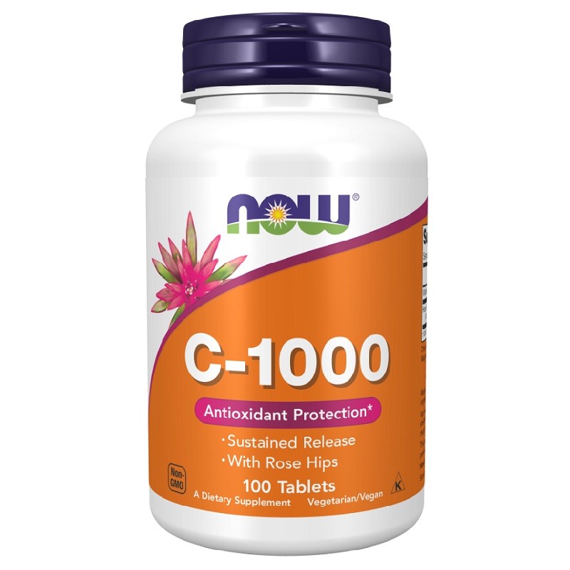 NOW Vitamin C-1000 with Rose Hips Sustained Release, 100 Tablets