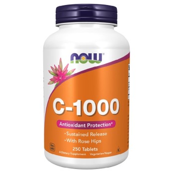 NOW Vitamin C-1000 with Rose Hips Sustained Release, 250 Tablets