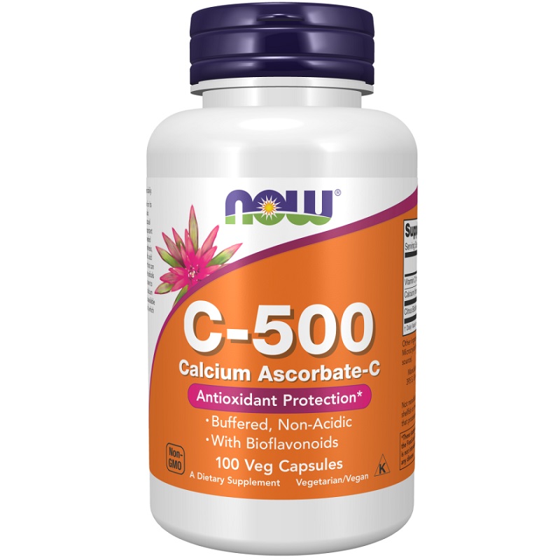 NOW Vitamin C-500 Calcium Ascorbate-C, 100 Capsules