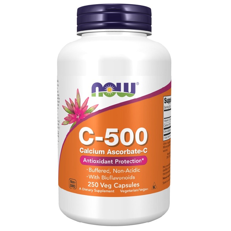 NOW Vitamin C-500 Calcium Ascorbate-C, 250 Capsules