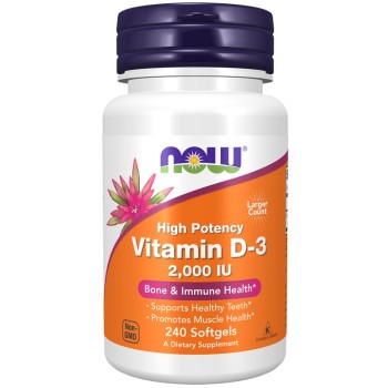 NOW Vitamin D-3 2000 IU, 240 Softgels
