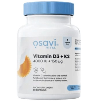 Osavi Vitamin D3 + K2, 4000 IU + 150 mcg, 60 Softgels