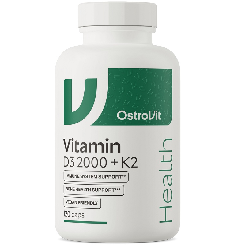 OstroVit Vitamin D3 2000 IU + K2 VEGE, 120 Capsules